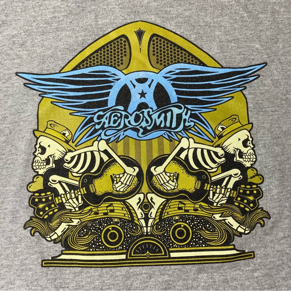 Aerosmith Men’s M Band Skeleton Wings Logo Mountainaire 100% Cotton Vintage - Picture 2 of 10